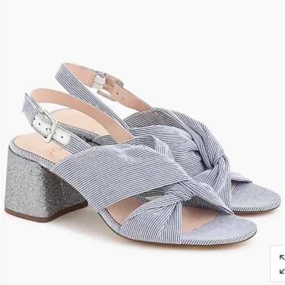 NIB J Crew Penny Sandel w/Knot in Stripe& Glitter Heel Size 9.5